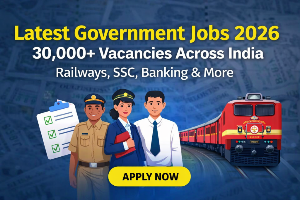 Latest Government Jobs 2026 with 30,000+ vacancies across India including Railways, SSC and Banking