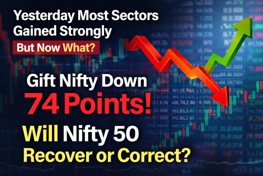 Gift Nifty down 74 points today, Nifty 50 may open negative after yesterday sector rally